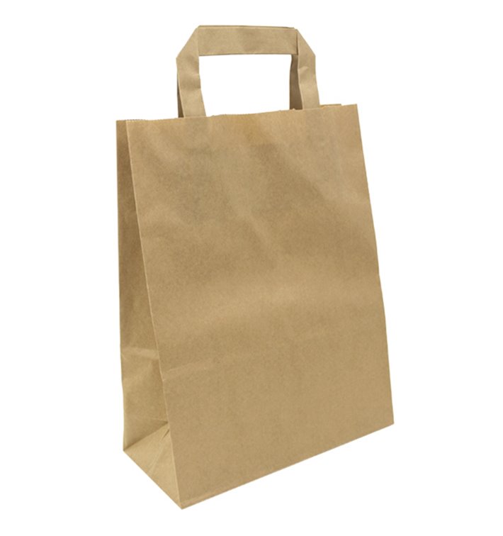 Sacs en Papier Kraft avec Anses Plates 80g/m² 22+10x28cm (50 Utés) Sacs en Papier Kraft avec Anses Plates 80g/m² 22+10x28cm (50 Utés)