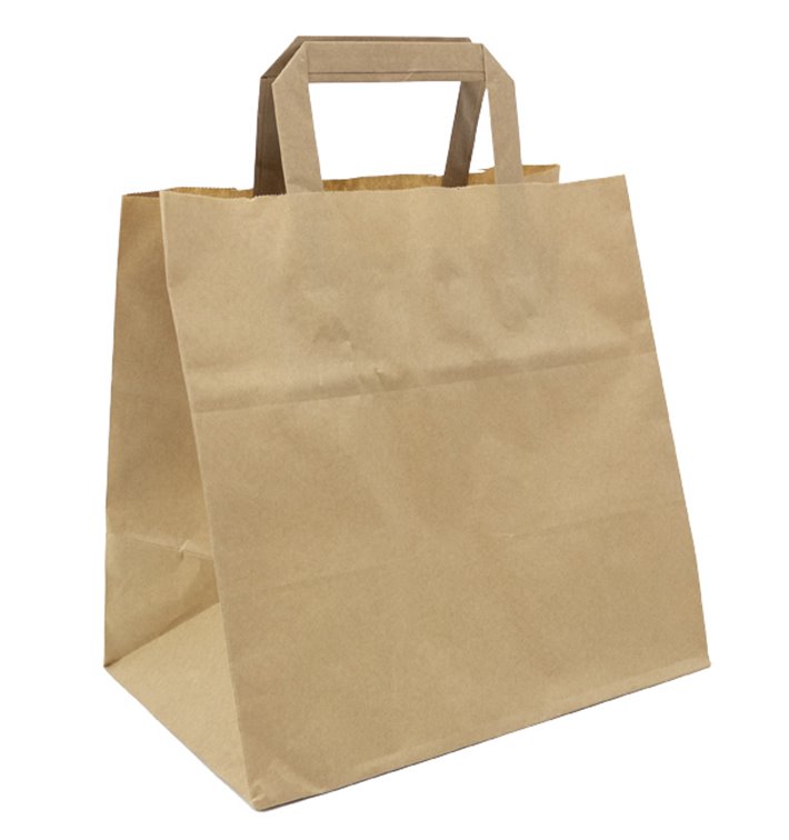 Sac Papier Kraft avec Anses Plates 70g/m² 25+17x26cm (50 Utés) Sac Papier Kraft avec Anses Plates 70g/m² 25+17x26cm (50 Utés)