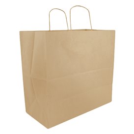 Sac Papier Kraft avec Anses Plates 70g/m² 25+17x26cm (250 Utés)
