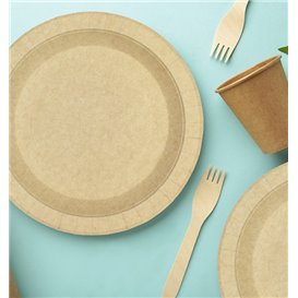 Assiette en Carton Ronde Ingraissable Kraft Ø18cm 195g/m² (50 Utés)
