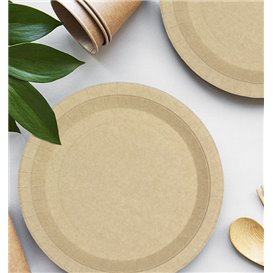 Assiette en Carton Ronde Ingraissable Kraft Ø22cm 195g/m² (50 Utés)