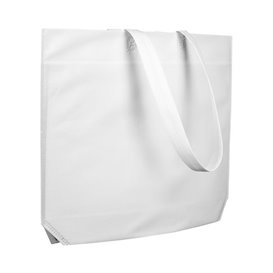 Sac Non-Tissé avec Anses Longues Blanc 48+10x35cm (200 Utés)