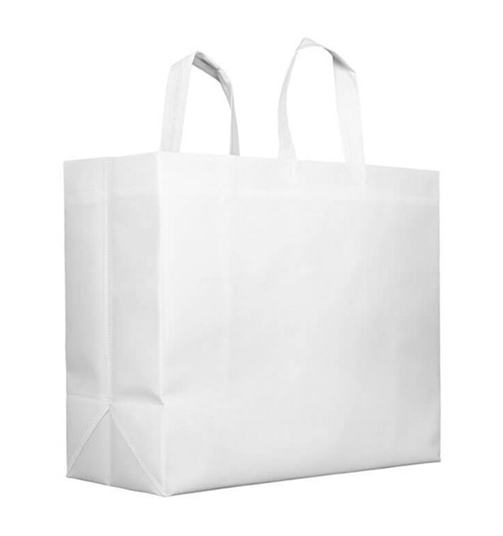 Sac Grand Non-Tissé PREMIUM Blanc 45+20x40cm (100 Utés) Sac Grand Non-Tissé PREMIUM Blanc 45+20x40cm (100 Utés)