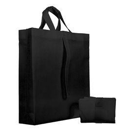 Sac Non-Tissé PREMIUM Pliable Noir 40+15x40cm (150 Utés)