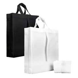Sac Non-Tissé PREMIUM Pliable Noir 40+15x40cm (25 Utés)