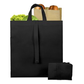 Sac Non-Tissé PREMIUM Pliable Noir 40+15x40cm (25 Utés)