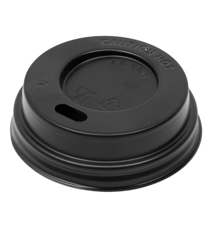 Couvercle de voyage avec trou PS pour gobelet en carton noir 3Oz Ø5,8cm (1.000 Utés) Couvercle de voyage avec trou PS pour gobelet en carton noir 3Oz Ø5,8cm (1.000 Utés)