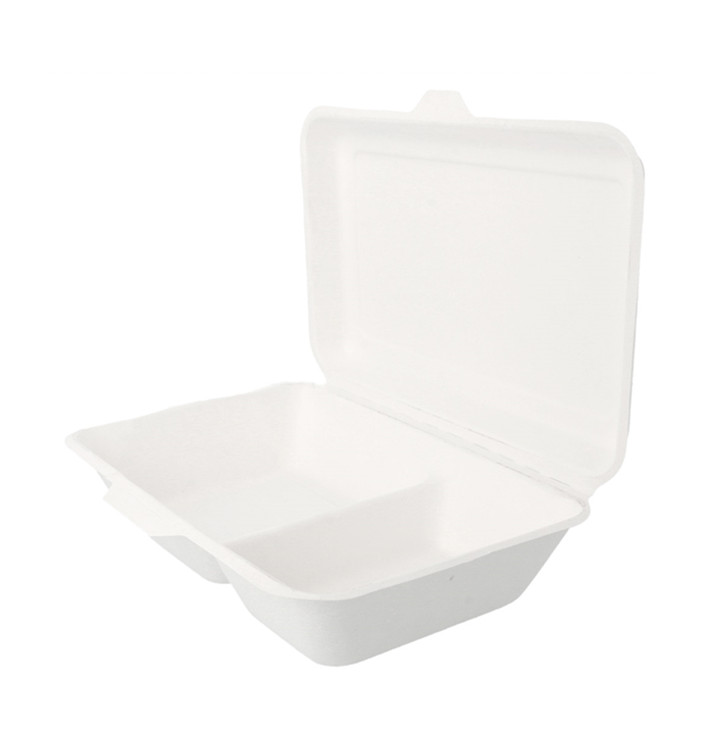 Boîte en Canne à Sucre 2C Blanc 225x165x64mm Boîte en Canne à Sucre 2C Blanc 225x165x64mm