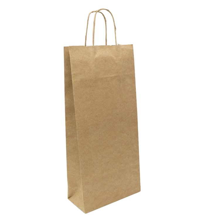 Sac en Papier Kraft Porte-Bouteilles 18+8x39cm (300 Utés) Sac en Papier Kraft Porte-Bouteilles 18+8x39cm (300 Utés)