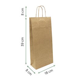 Sac en Papier Kraft Porte-Bouteilles 18+8x39cm (300 Utés)