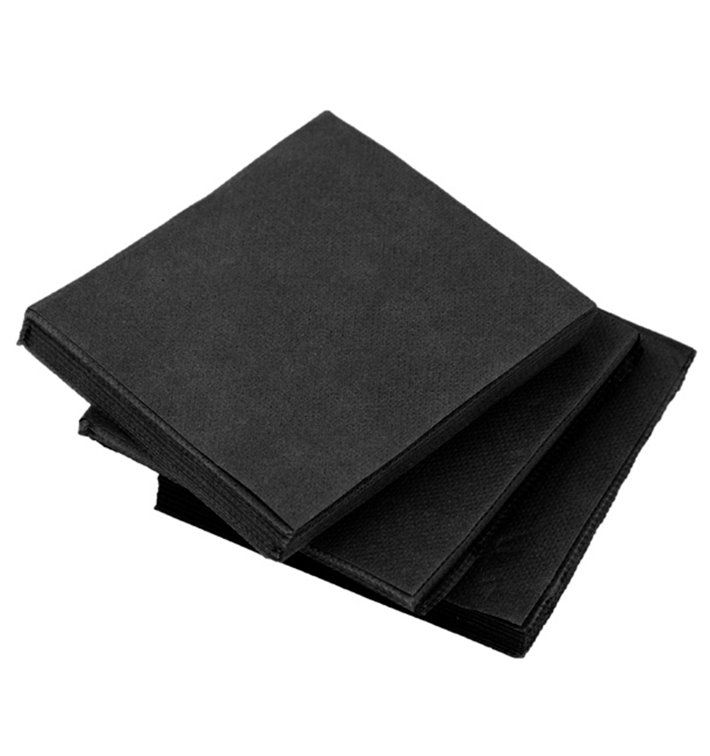 Serviette Cocktail en Papier Molletonnée 20x20cm Noire (100 Utés) Serviette Cocktail en Papier Molletonnée 20x20cm Noire (100 Utés)