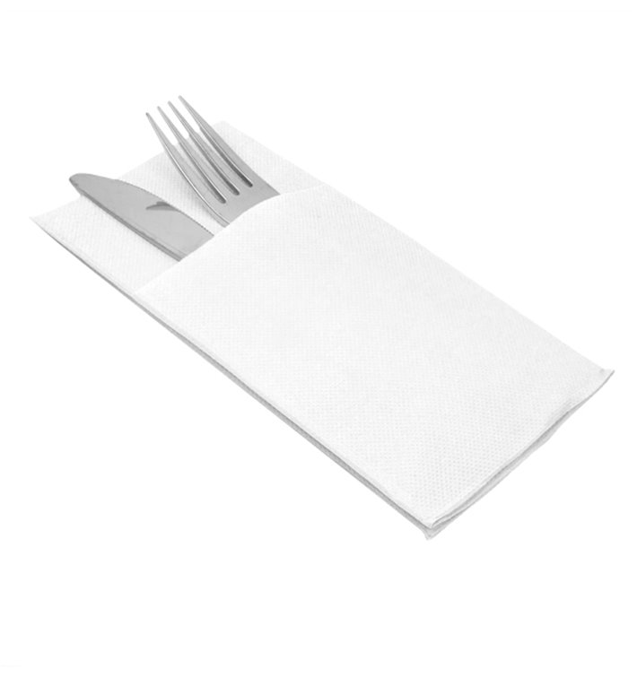 Serviette Kangourou en Papier Molletonnée 40x40cm Blanche (480 Utés) Serviette Kangourou en Papier Molletonnée 40x40cm Blanche (480 Utés)