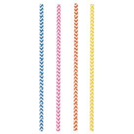 Paille Droite Papier Couleurs Ø8mm 40cm (50 Utés)
