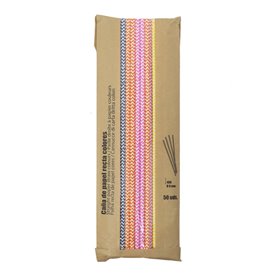 Paille Droite Papier Couleurs Ø8mm 40cm (50 Utés)