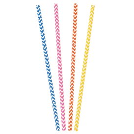 Paille Droite Papier Couleurs Ø8mm 40cm (50 Utés)