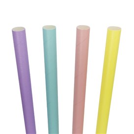 Paille Droite Papier Couleurs Ø1,2cm 20cm (50 Utés)