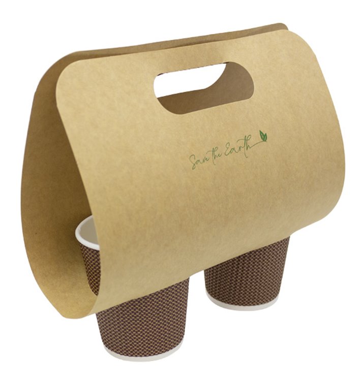Porte Gobelets Papier Kraft 23,9x18cm Ø8,0cm (100 Utés) Porte Gobelets Papier Kraft 23,9x18cm Ø8,0cm (100 Utés)