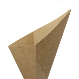 Cornet Papier Kraft avec Compartiment Sauce 19,5cm 100g (50 Utés)