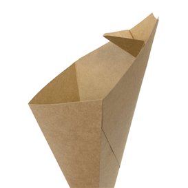 Cornet Papier Kraft avec Compartiment Sauce 19,5cm 100g (50 Utés)