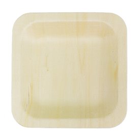 Assiette Carrée en Bois 9x9cm (25 Utés)