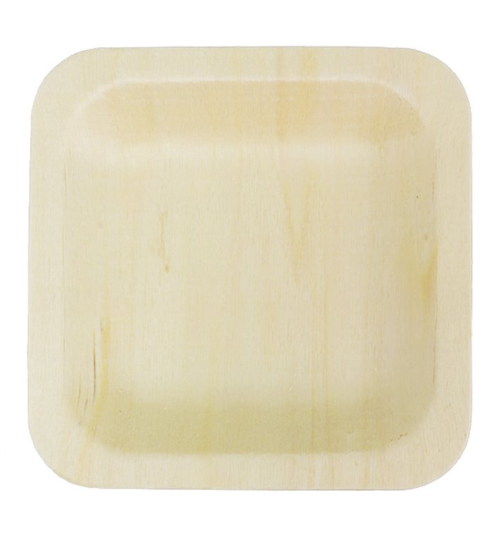 Assiette Carrée en Bois 9x9cm (25 Utés) Assiette Carrée en Bois 9x9cm (25 Utés)