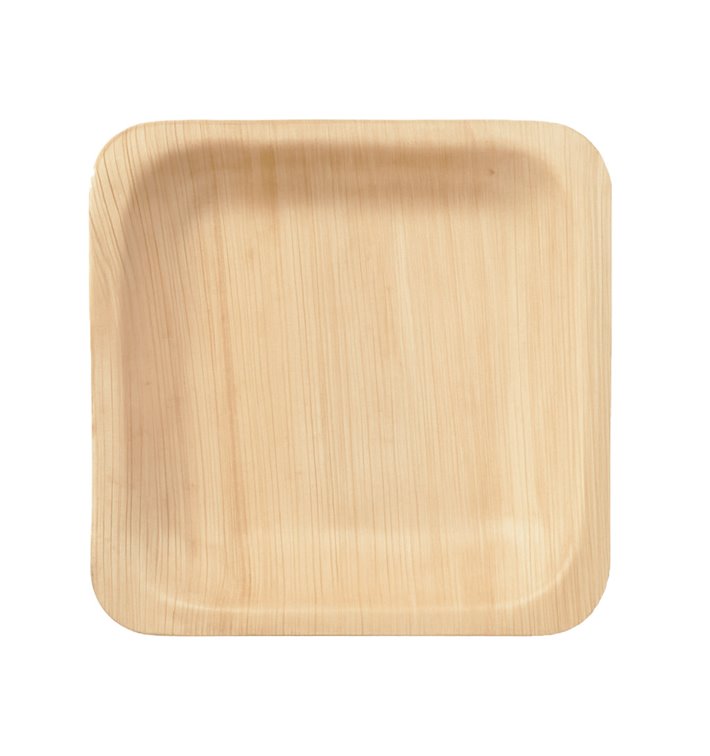 Assiette Carrée en Bois 9x9cm (600 Utés) Assiette Carrée en Bois 9x9cm (600 Utés)