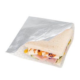 Sachet Ingraissable Ouverture Latérale Argent 16x16cm (500  Uds)