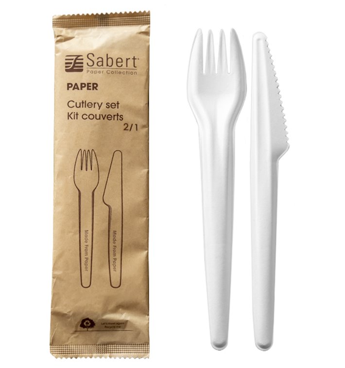 Kit Couverts Carton Kraft Fourchette et Couteau (50 Utés) Kit Couverts Carton Kraft Fourchette et Couteau (50 Utés)