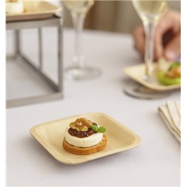 Assiette Carrée en Bois 10,5x10,5cm (25 Utés)