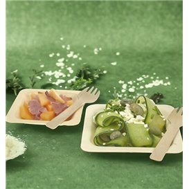 Assiette Carrée en Bois 9x9cm (25 Utés)
