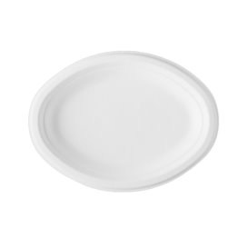 Plateau Canne à Sucre Bagasse Blanc 25,4x17,5 cm (500 Utés)