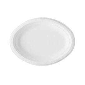 Plateau Canne à Sucre Bagasse Blanc 25,4x17,5cm (50 Utés)