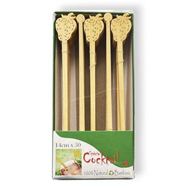 Agitateur à Boissons en Bambou Fraise 14cm (50 Utés)