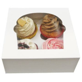 Boîte pour 4 Cupcakes Blanc avec insert (20 Unités)
