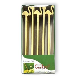 Agitateur à Boissons en Bambou Flamant Rose 14cm (50 Utés)