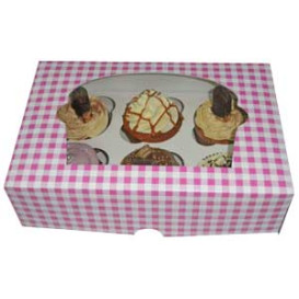 Boîte pour 6 Cupcakes Rose avec support (20 Unités)