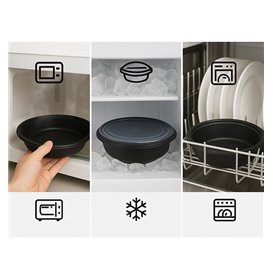 Pot en Plastique PP Noir 1000cc Ø23cm (25 Unités)