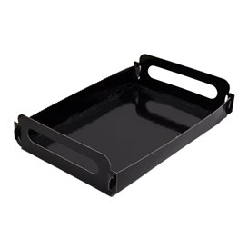 Plateau Rectangle Carton Noir Poignées 12x19 cm (10 Utés)