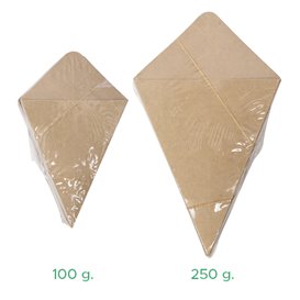 Cornet Papier Kraft avec Compartiment Sauce 19,5cm 100g (500 Utés)