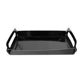 Plateau Rectangle Carton Noir Poignées 12x19 cm (10 Utés)