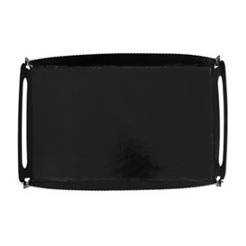 Plateau Rectangle Carton Noir Poignées 12x19 cm (10 Utés)