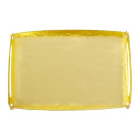 Plateau Rectangle Carton Doré Poignées 12x19 cm (10 Utés)