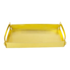Plateau Rectangle Carton Doré Poignées 12x19 cm (10 Utés)