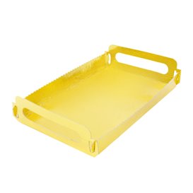Plateau Rectangle Carton Doré Poignées 12x19 cm (100 Utés)