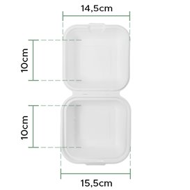 Boîte à Hamburger Canne à Sucre Blanc 150x150x80mm (50 Utés)