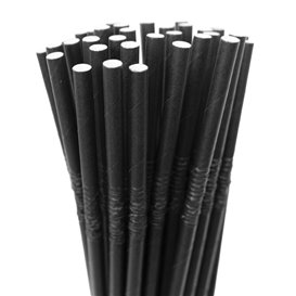 Paille Flexible Papier Noir Ø6mm 230mm (250 Utés)