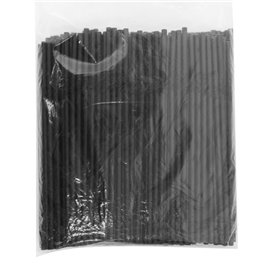 Paille Flexible Papier Noir Ø6mm 230mm (250 Utés)