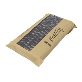 Paille Flexible Papier Noir Ø6mm 230mm (250 Utés)