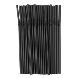 Paille Flexible Papier Noir Ø6mm 230mm (250 Utés)