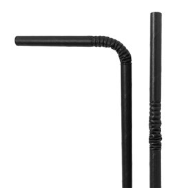 Paille Flexible Papier Noir Ø6mm 230mm (250 Utés)
